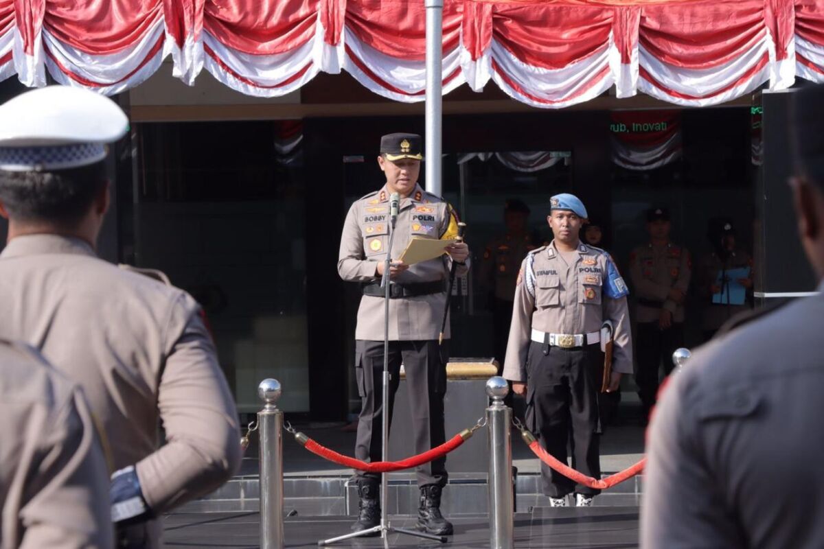 Polres Lamongan Gelar Upacara Pengukuhan Struktur Organisasi dan Susunan Pengurus Komite Olahraga Polri (KOP).