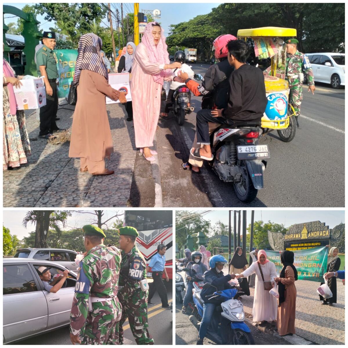 Momen Ramadhan, Anggota Kodim 0812 Lamongan beserta Persit KCK Cabang XXVII Dim 0812/Lamongan Gelar Bagi Takjil Gratis.