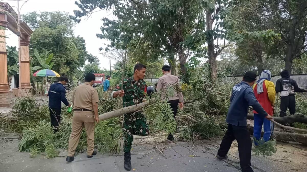 Sinergi TNI-Polri dan Warga Karangbinangun Cegah Pohon Tumbang Lewat Aksi Kerja Bakti