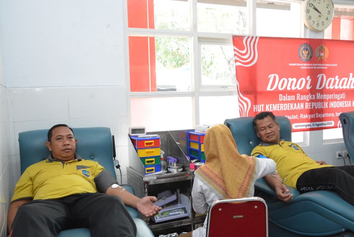 Lapas Lamongan Bersama Dharma Wanita Persatuan Gelar Donor Darah, Sambut HUT ke-80 RI.