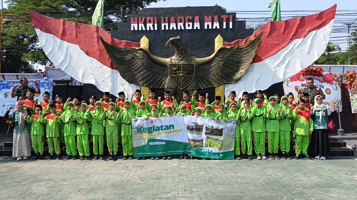 Tanamkan Wawasan Kebangsaan Sejak Dini, Kodim 0812/Lamongan Sambut Kunjungan Outing Class MI Progresif Khoirul Huda