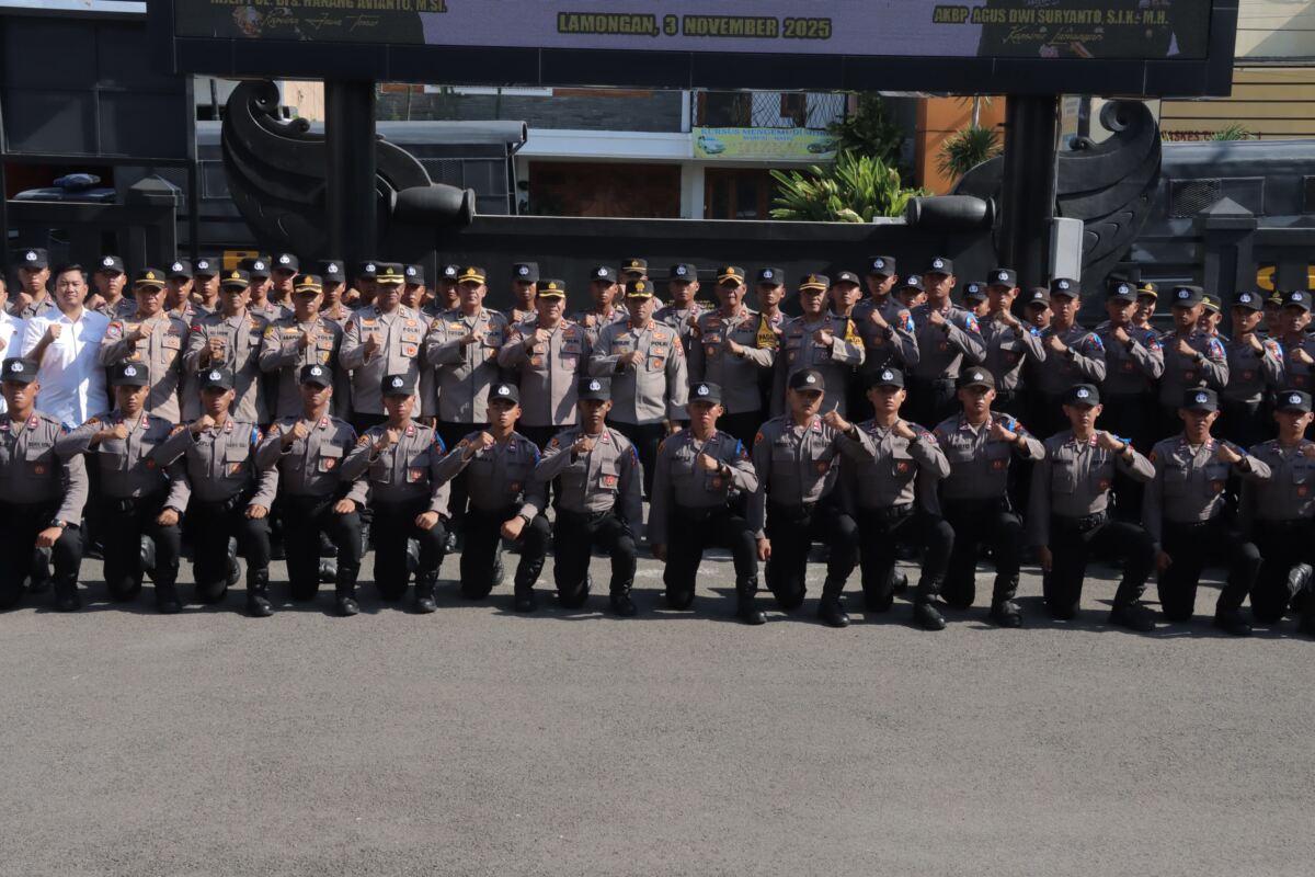 Polres Lamongan Gelar Apel Penerimaan Latja Siswa Diktuk Bintara Polri TA 2025
