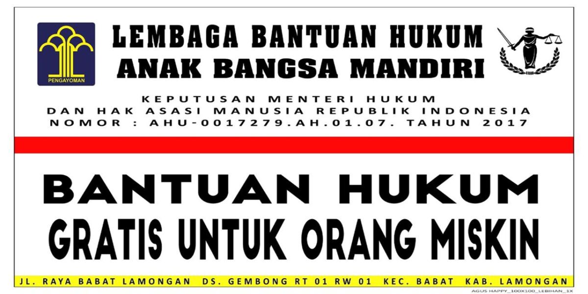 LBH Anak Bangsa Mandiri Hadirkan Bantuan Hukum Gratis bagi Masyarakat Kurang Mampu