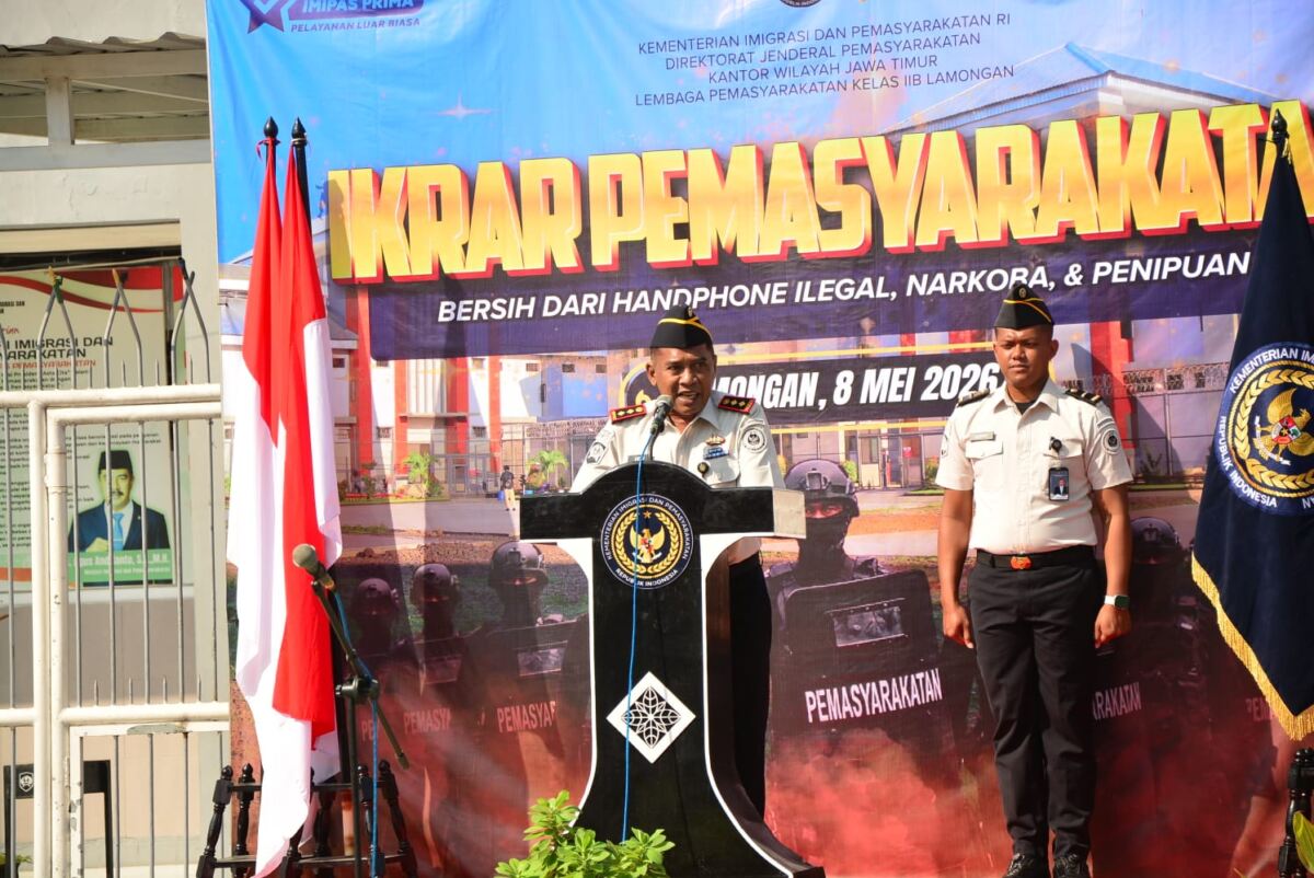 Lapas Lamongan Teguhkan Ikrar Pemasyarakatan Bersih dari HP Ilegal, Narkoba, dan Penipuan